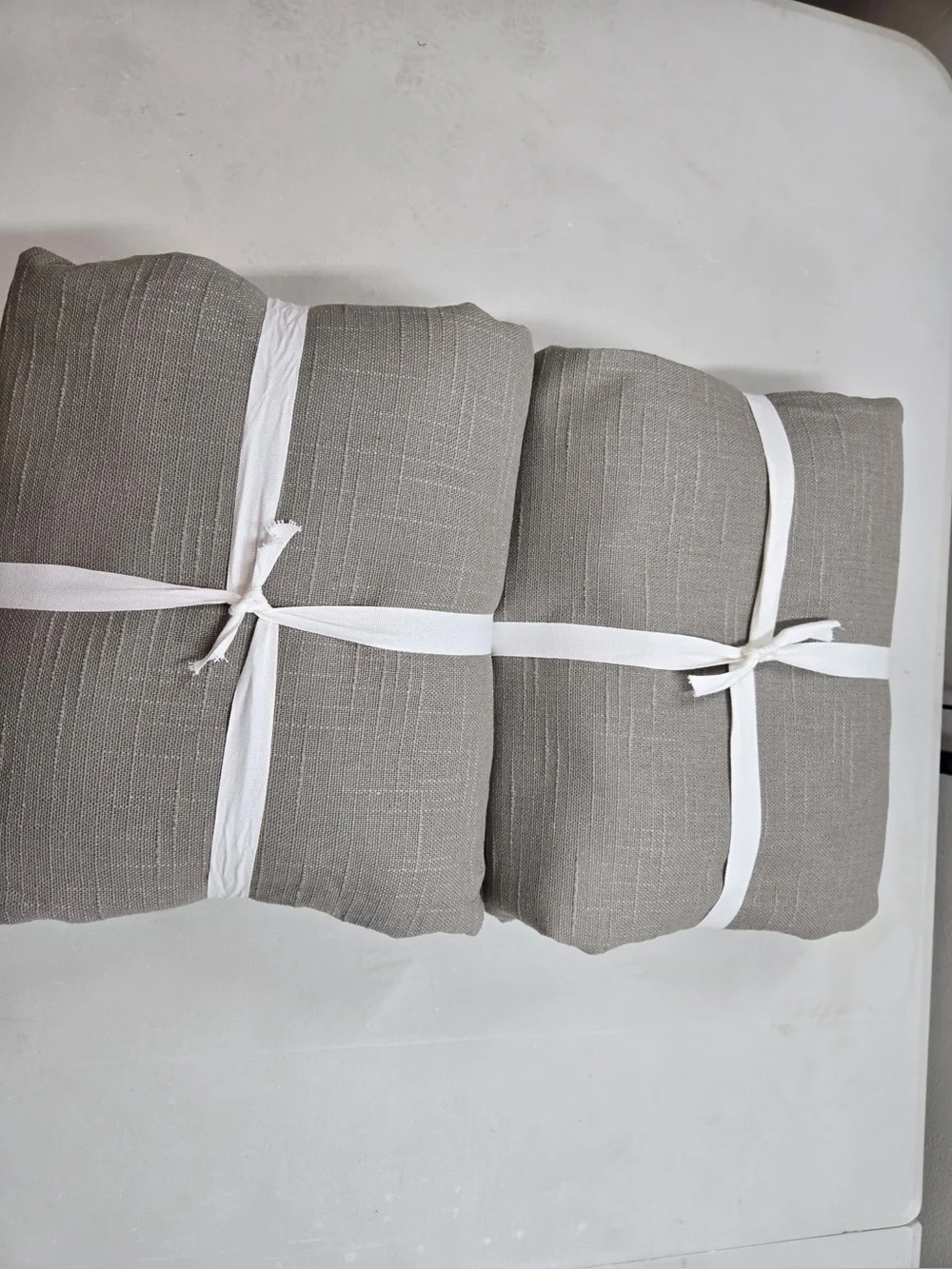 QUINCE Set Of 2 48x108 Cotton Slub Blackout Curtains Grey 0838